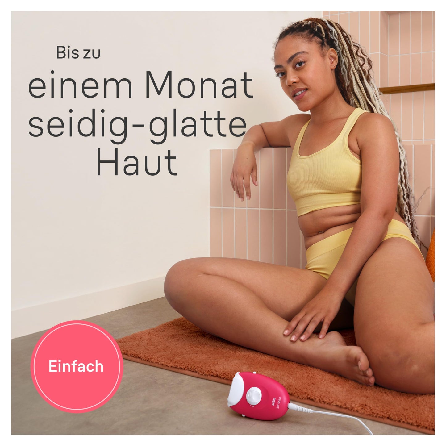 Braun Silk-épil 3, kabelgebundener Epilierer Damen für Haarentfernung, Ladyshaver,Rasieraufsatz und Trimmeraufsatz, 3-031, Rosa