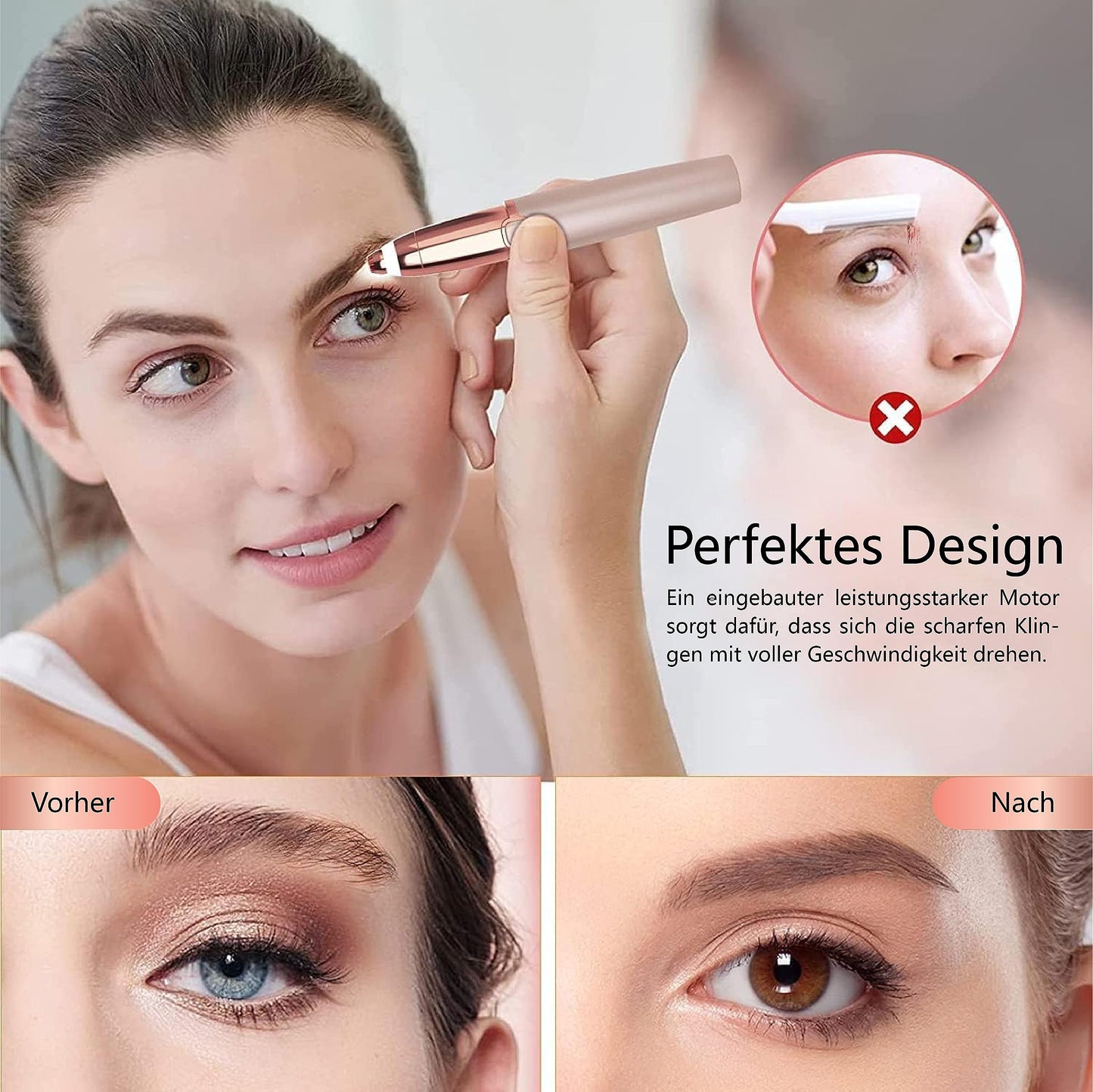Augenbrauen Trimmer Damen Elektrisch Augenbrauenrasierer: epilierer Augenbrauen für Frauen Schmerzlos und Präzisions Eyebrow Trimmer for Woman