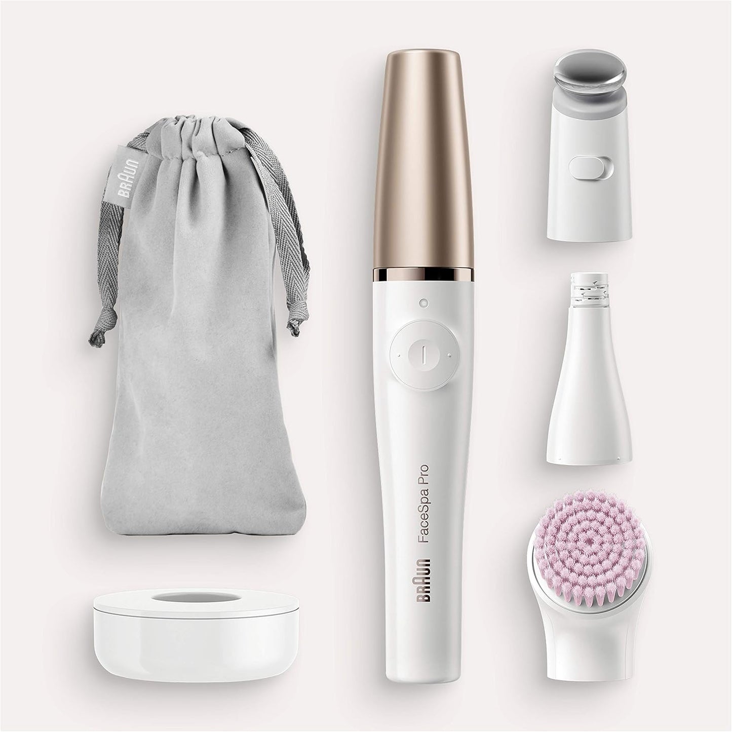 Braun FaceSpa Pro SE912, 10 Mikropinzetten, Aufsatz zur Hautstraffung und Gesichtsreinigungsbürste, epilierer damen gesicht, wiederaufladbar, 90 Minuten kabellose Anwendung, Wet&Dry, Weiß/Bronze