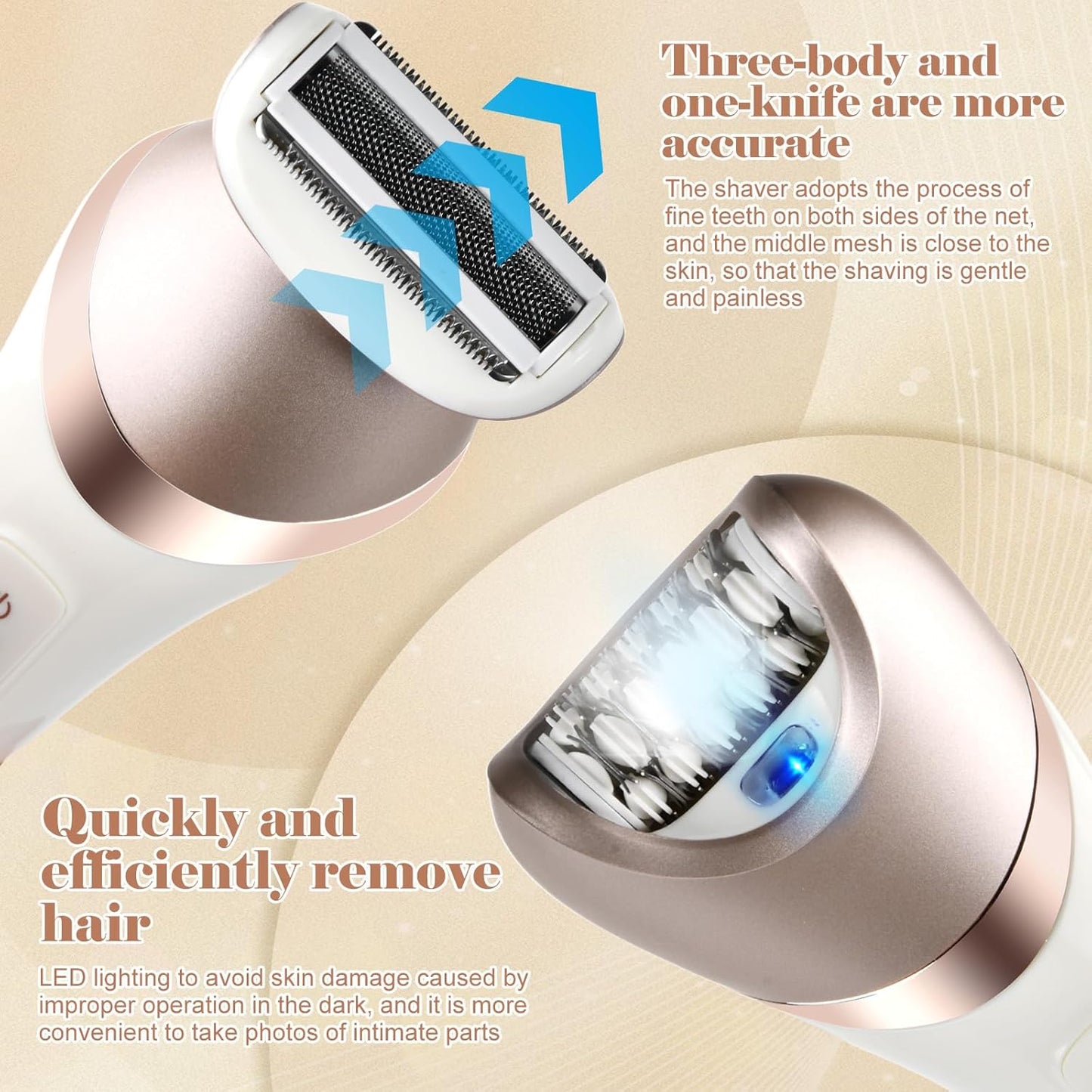 Mapille 6 In 1 Rasierer Damen Elektrisch Intimrasierer für Frauen Trimmer Damen Ladyshaver Haartrimmer für Rasierer Trockenrasierer Damen Epilierer Bikinitrimmer für Frauen Schamhaare Körper, Gesicht