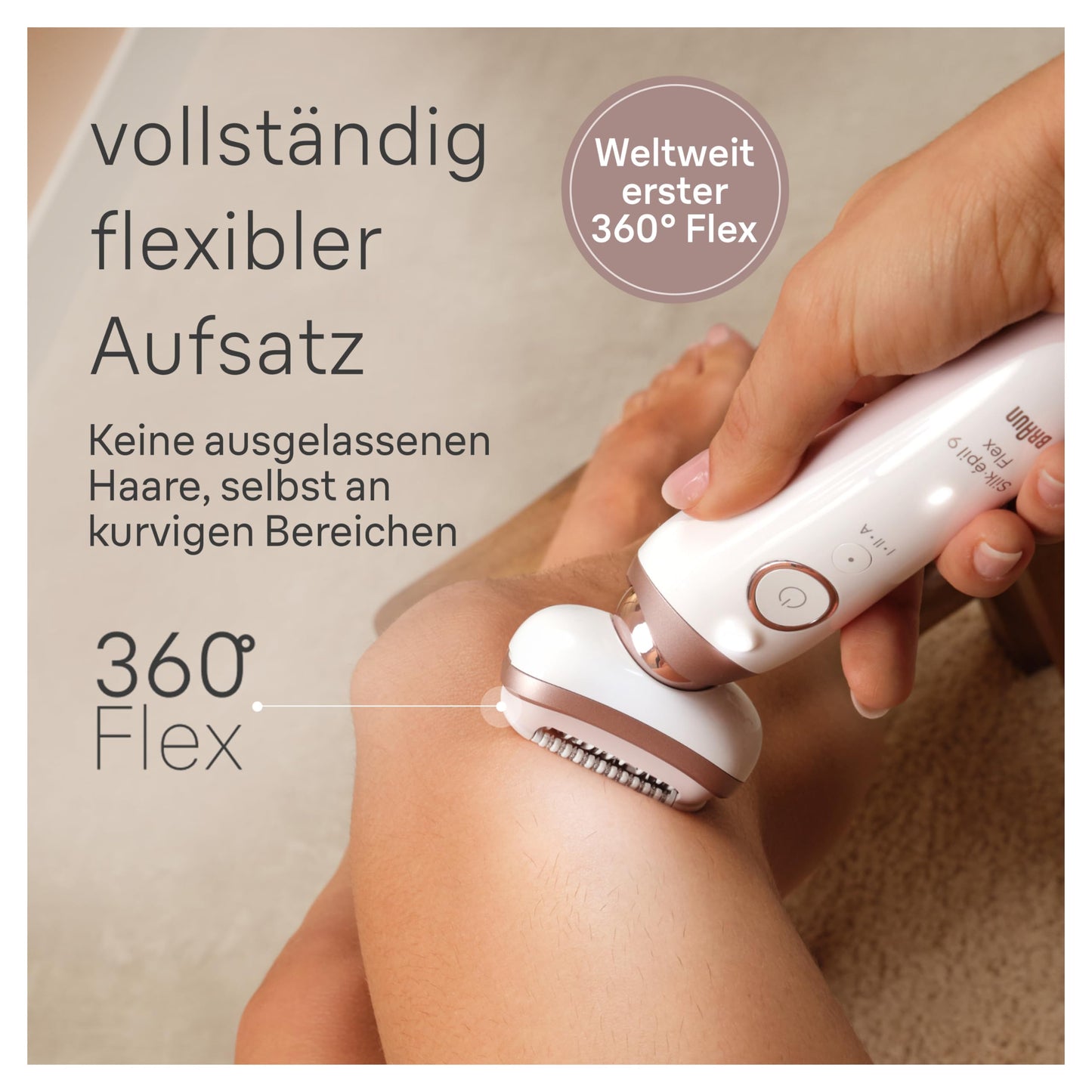 Braun Silk-épil 9 Flex, Epilierer mit flexiblem 360°-Kopf für eine einfache Haarentfernung, Wet&Dry, langanhaltend glatte Haut, Ladyshaver, mit Rasieraufsatz und Trimmeraufsatz, 9-041 3D, Weiß/Gold