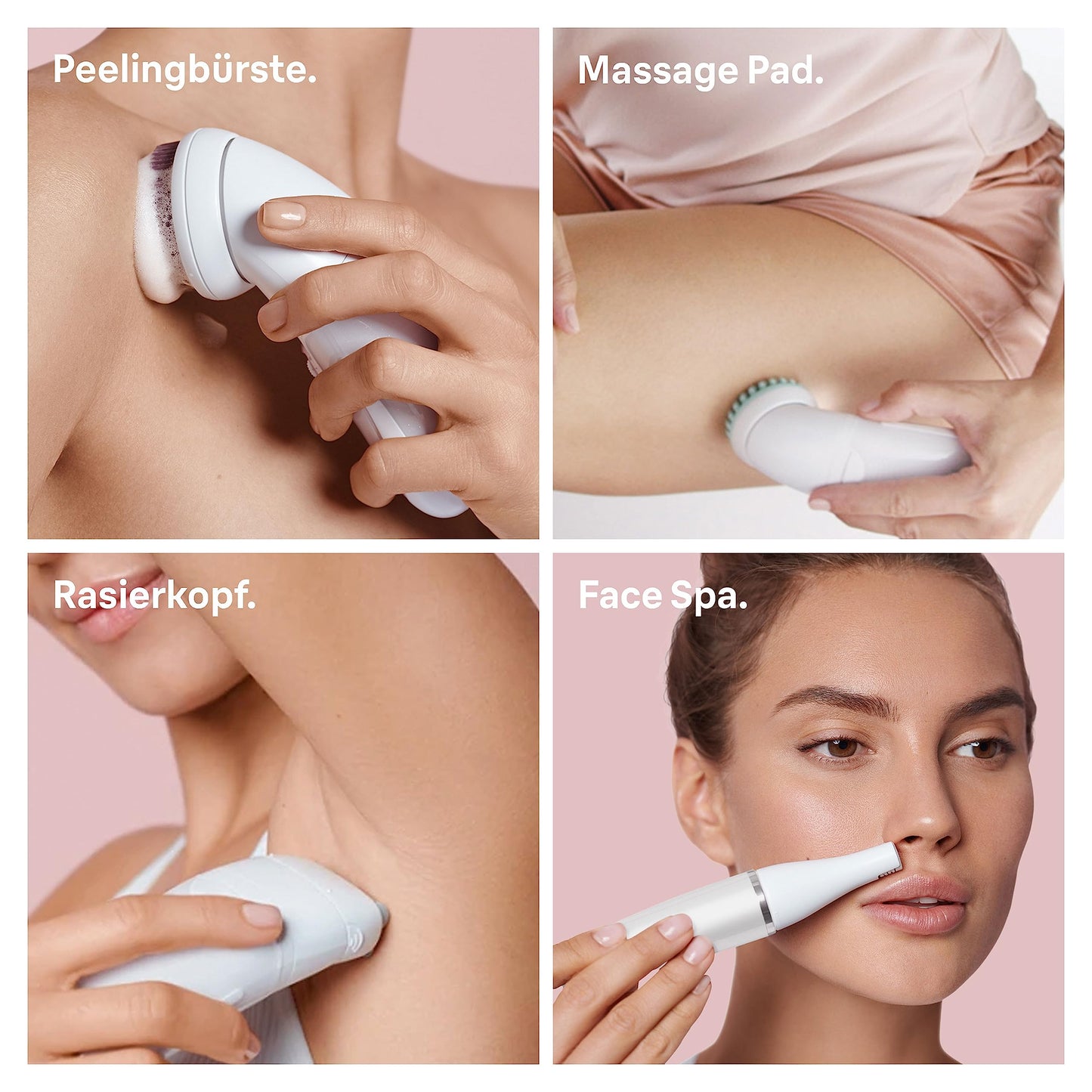 Braun Silk-épil 9, Epilierer mit schwenkbarem Kopf für eine einfache Haarentfernung, Wet&Dry, langanhaltend seidig-glatte Haut, Ladyshaver, Rasieraufsatz und Trimmeraufsatz,9-030, Weiß/Flamingorosa