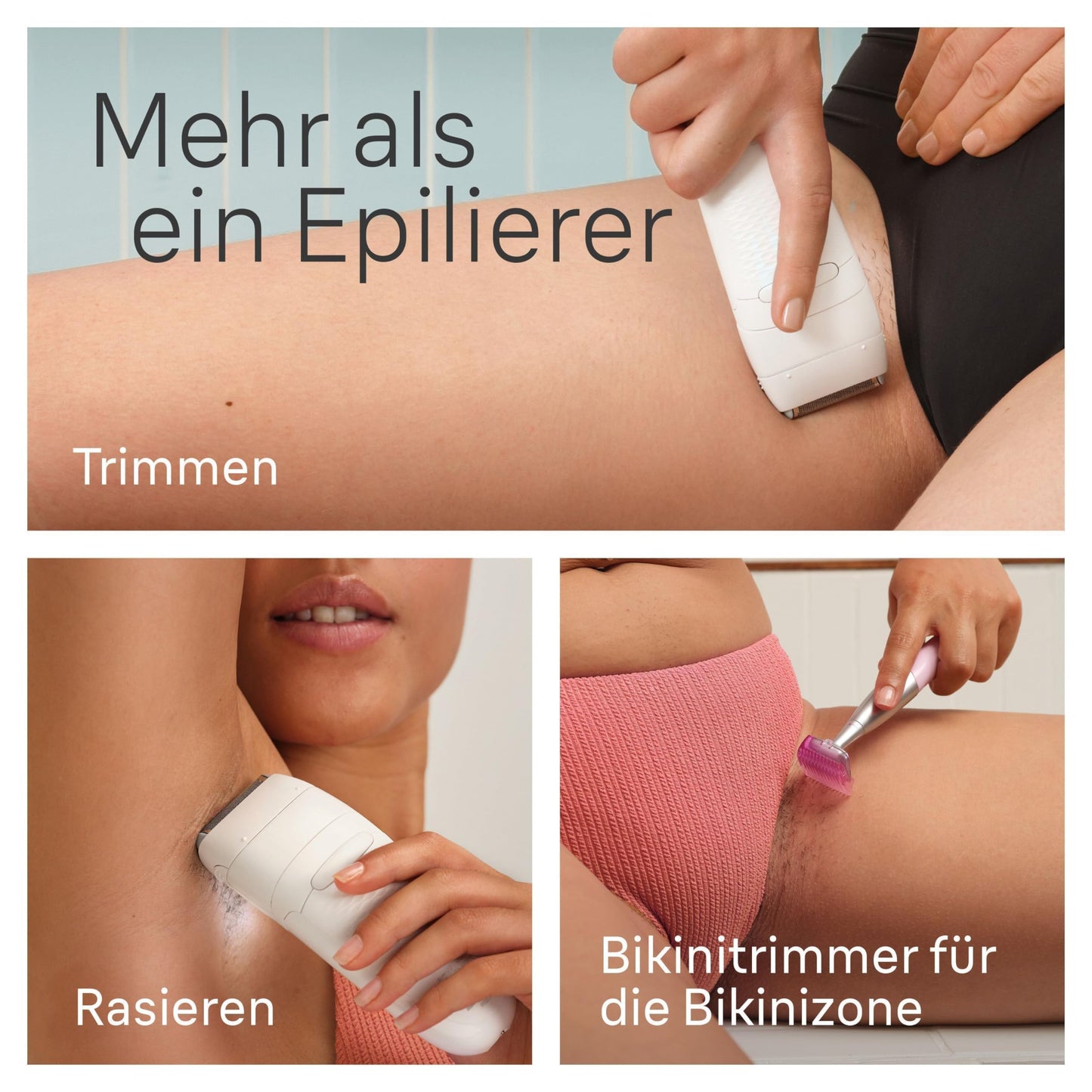 Braun Silk-épil 5, Epilierer Damen / Haarentferner für langanhaltende Haarentfernung, Ladyshaver,Trimmeraufsatz, Peelingaufsätz, Made in Germany, 5-060, Weiß/Flamingorosa