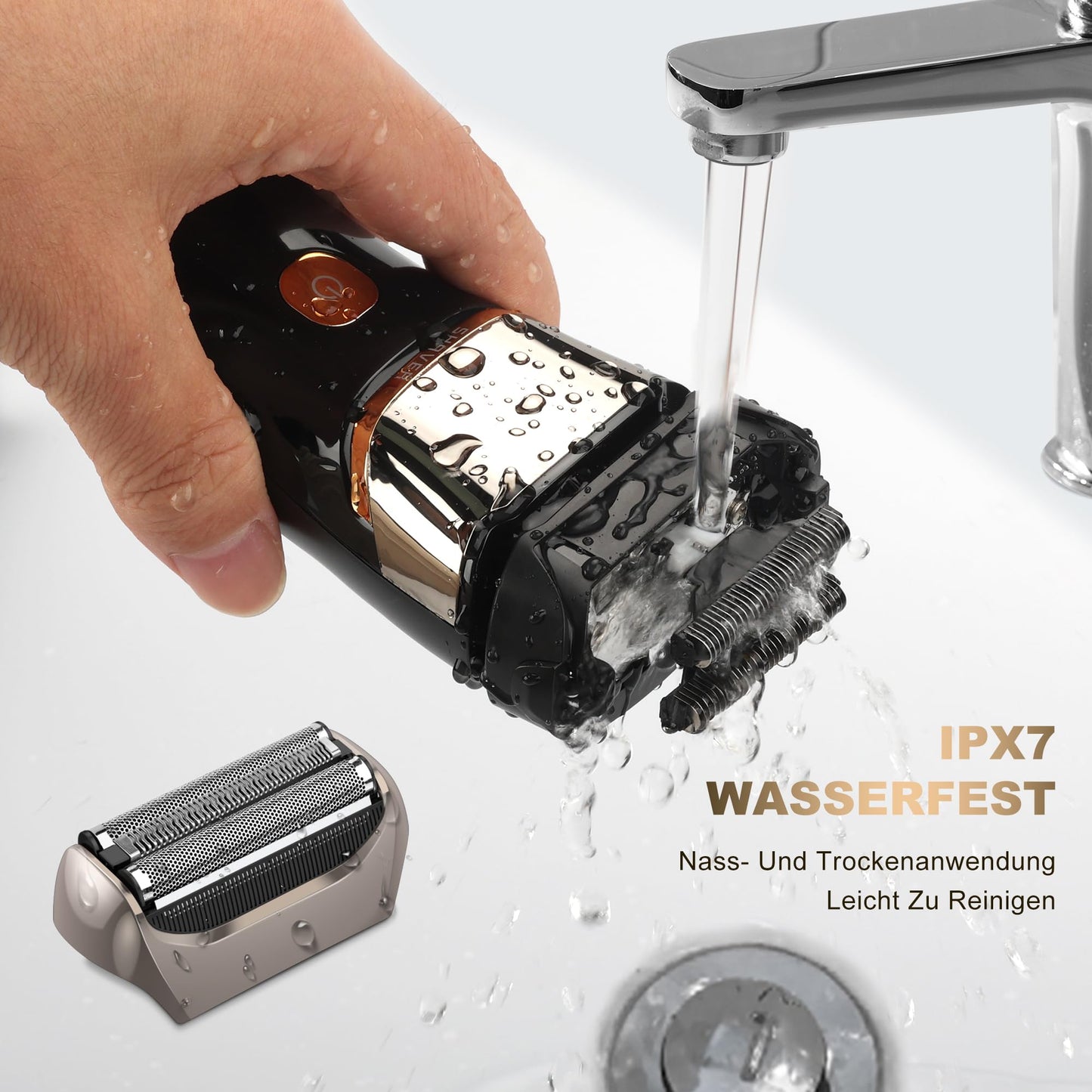 Folienrasierer Herren,2 in 1 Rasierer Herren Elektrisch Wiederaufladbarer USB Rasierapparat Herren Nassrasierer & Trockenrasierer Elektrorasierer Herren 100 Min Laufzeit,Zero Gap Skin,IPX7,Reisesperre