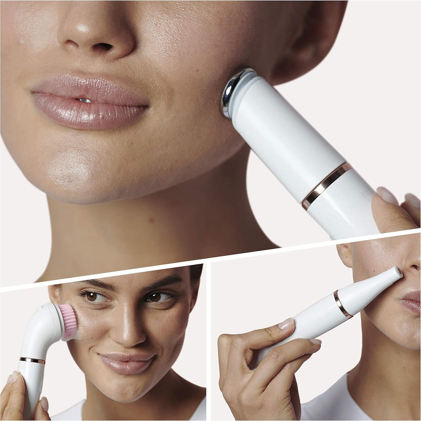 Braun FaceSpa Pro SE912, 10 Mikropinzetten, Aufsatz zur Hautstraffung und Gesichtsreinigungsbürste, epilierer damen gesicht, wiederaufladbar, 90 Minuten kabellose Anwendung, Wet&Dry, Weiß/Bronze