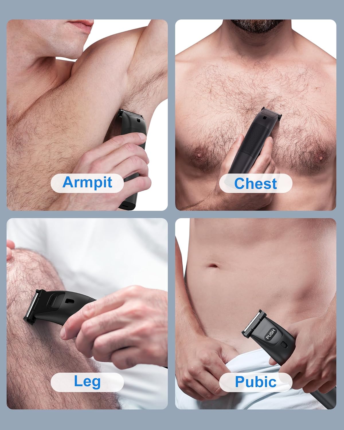 Intimate Shaver Men's Electric Waterproof Body Shaver Men with LED Light, Intimate Area Body Hair Trimmer, Full Body Groomer Beard Hair Remover for Men, USB, IPX7