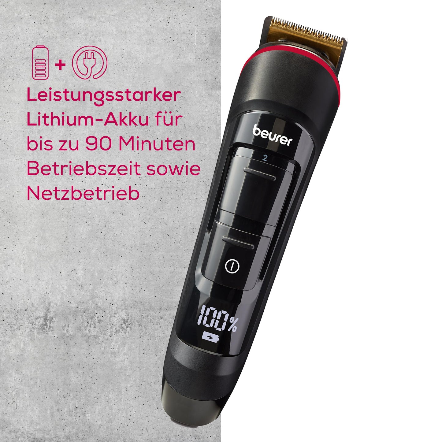 Beurer HR 2000 Präzisionstrimmer zur Korrektur und zum Trimmen von Augenbrauen, Nasen- und Ohrhaaren, inkl. Kammaufsatz und abnehmbarem Schneidaufsatz