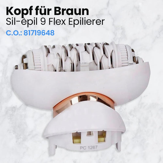Anakel Home Ersatzkopf 81719648 kompatibel mit Braun Silkepil 9 Flex Epilierer, flexibler Kopf, Micro-Grip-Technologie mit 40 Pinzetten