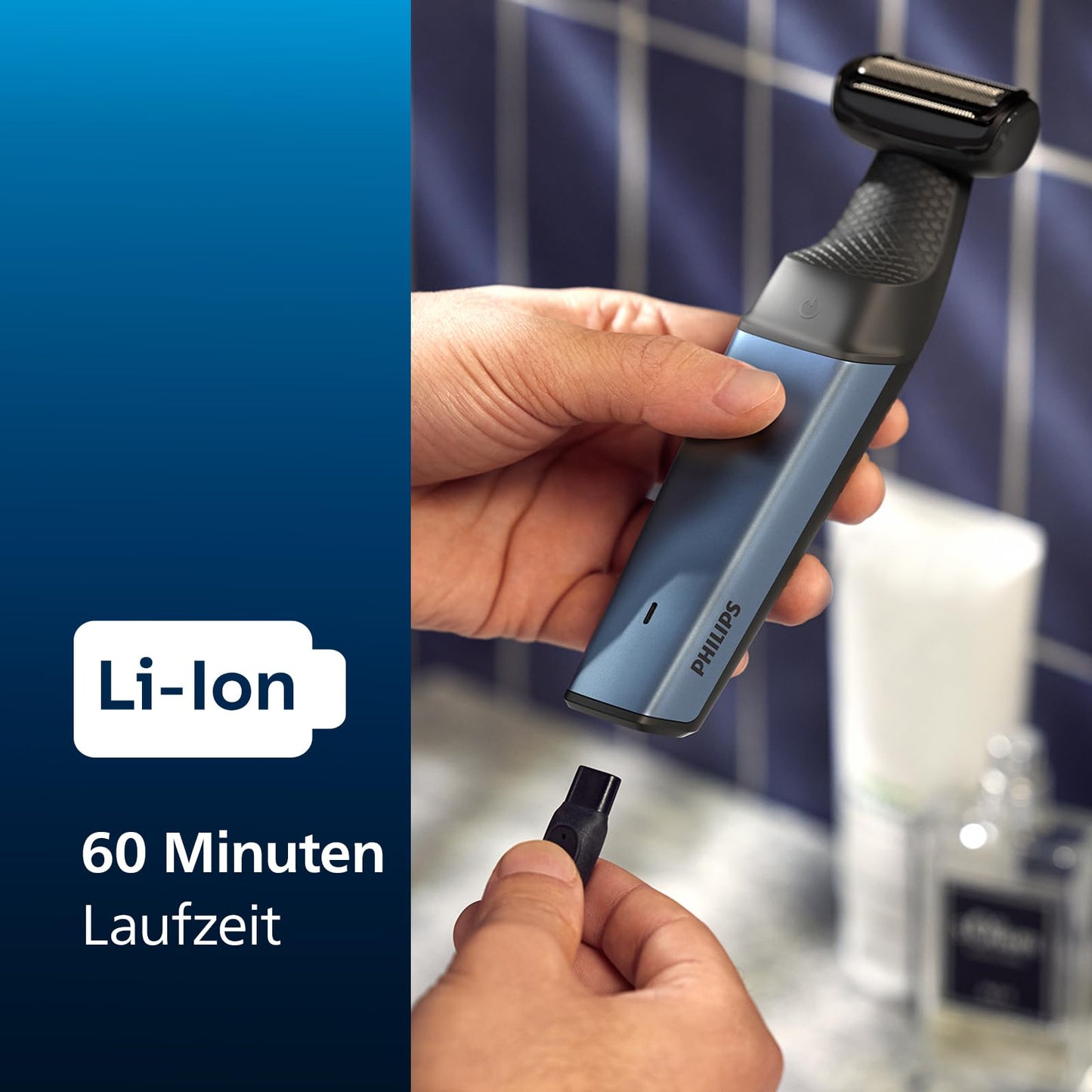 Philips Bodygroom Series 3000 Waterproof Trimmer for Intimate Area and Body, Close and Comfortable Shave, Full Body Care, 60 Minutes Runtime, Model BG3027/03