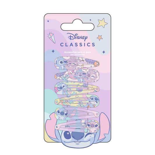 Disney Stitch Hair Snap Clips für Mädchen, 5.1 cm Metall rutschfeste Clips mit Stichdruck Stilvolle Haarschmuck - 6 Haarspangen