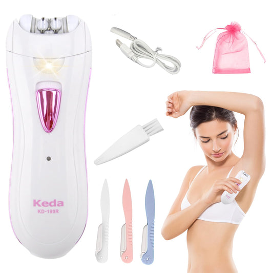 Epilierer Gesichts, Kabellose Epilierer Damen zur Gesichts & Körperhaarentfernung, Elektrischer Mini-Epilierer mit LED-Licht Bikini Trimmer für die Gesichts Körper Achsel Bikini Bein (Usb-aufladung)