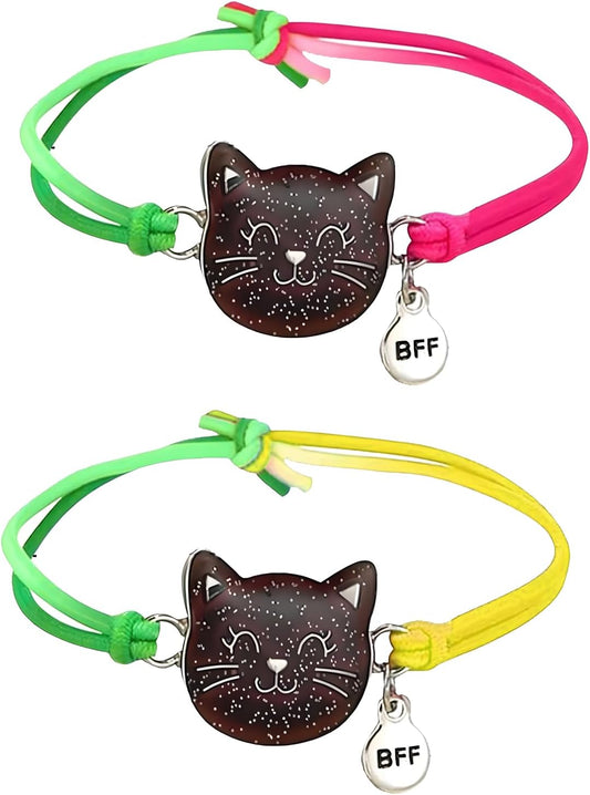 Pack of 2 Mood Bracelets, Friendship Bracelets, Girls' Changing Rainbow Colours, Elastic Colour Changing Cat Bracelet for Children, Children's Birthdays, Boys and Girls, Silicone