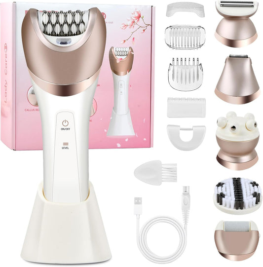 Mapille 6 In 1 Rasierer Damen Elektrisch Intimrasierer für Frauen Trimmer Damen Ladyshaver Haartrimmer für Rasierer Trockenrasierer Damen Epilierer Bikinitrimmer für Frauen Schamhaare Körper, Gesicht