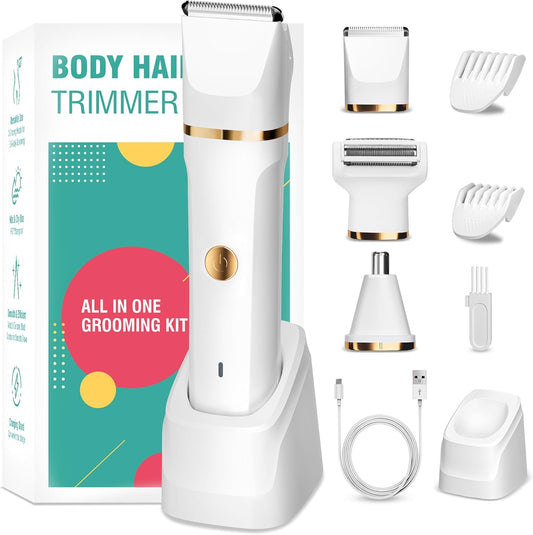 Women's Razor, 3-in-1 Women's Electric Shaver for Body, Pubic and Nose, Intimate Shaver for Women, IPX7 Waterproof, Wet and Dry Use, Rechargeable Trimmer for Women with USB Charging Status