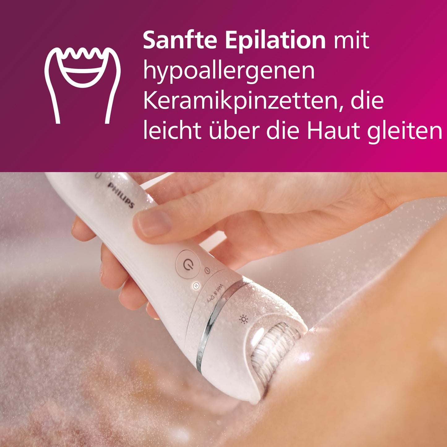 Philips Epilierer Series 8000, kabelloser Nass- und Trockenepilierer für Beine und Körper, Haarentfernungsgerät, mit 6 Zubehörteilen, Modell BRE715/00