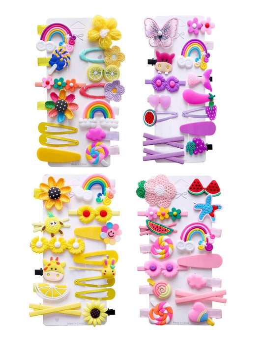 56 Pieces Cute Hair Clips Fashion Hair Accessories for Girls Flowers Fruits Colorful Rainbow Candy Dessert Cute Animal Hair Clips Set Non-Slip Metal Snaps