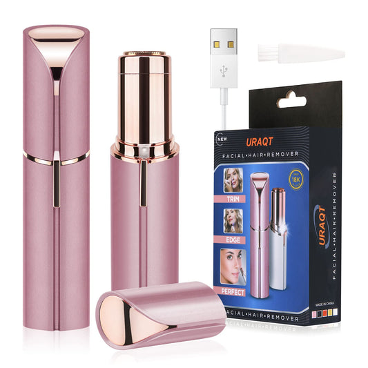 URAQT Facial Hair Remover for Women, USB Electric Hair Removal, Painless Face Shaver, Electric Shaver, Trimmer for Women, for Body, Facial Hair, Lips, Chin, with LED Light