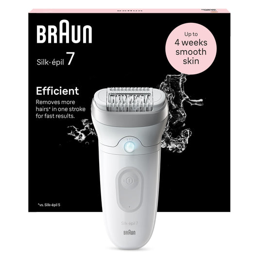 Braun Silk-épil 7 7-210 Women's Epilator / Hair Remover for Long-Lasting Hair Removal with Bikini Trimmer (Hair Trimmer Intimate Area), White/Flamingo Pink