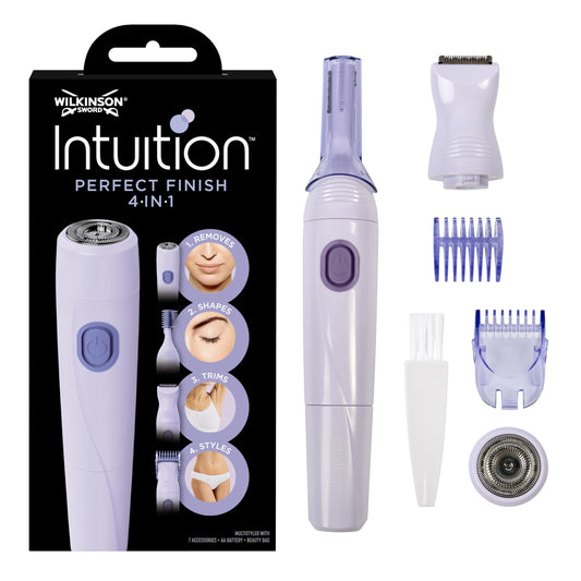Wilkinson Sword - Intuition Perfect Finish 4in1 elektrischer Damen Trimmer für Körper, Bikinizone, Gesichtshaare und Augenbrauen