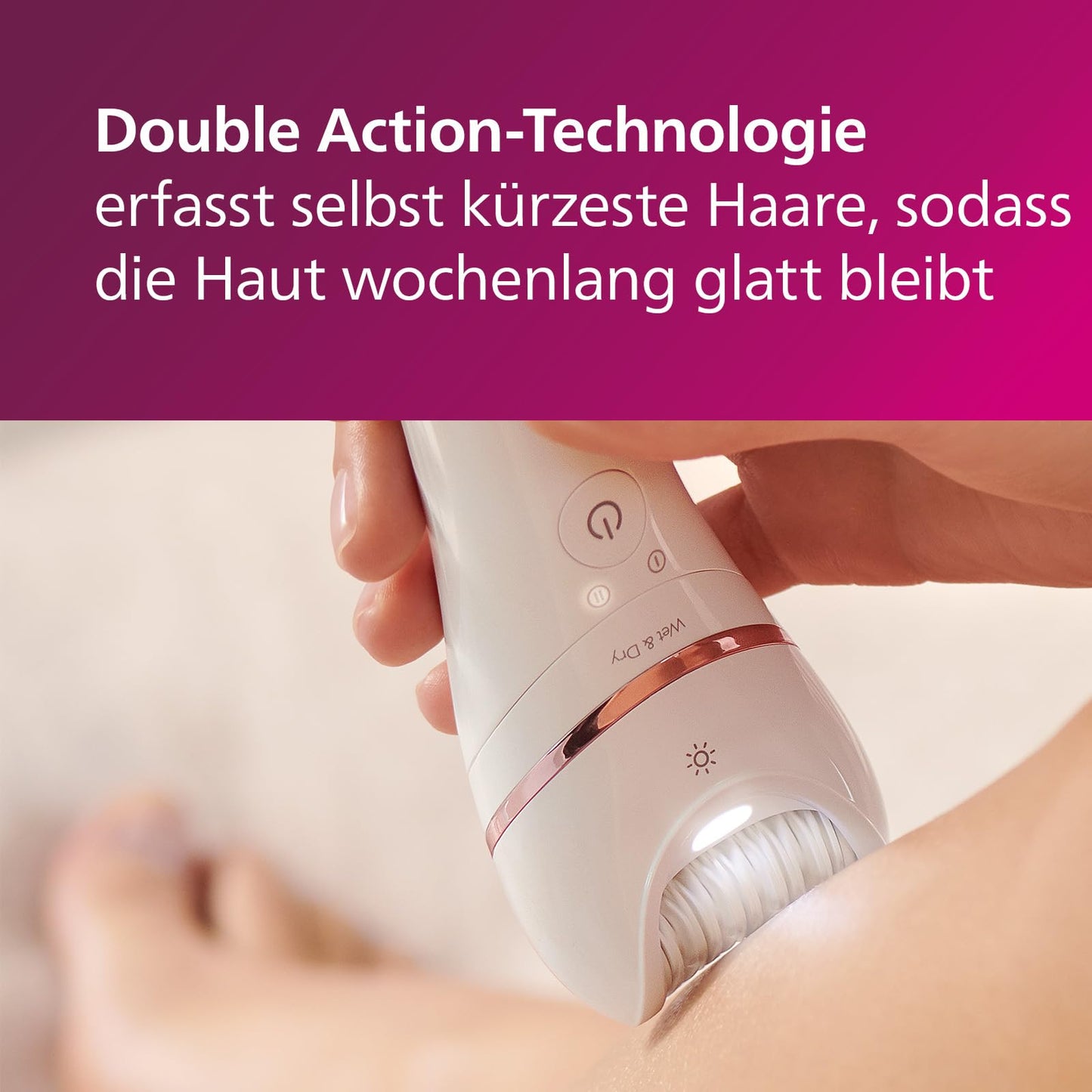 Philips Epilierer Series 8000, kabelloser Nass- und Trockenepilierer für Beine und Körper, mit 9 Zubehörteilen, Rasierer, Langhaarschneider, Pediküre und Körperpeeling-Gerät, Modell BRE740/10