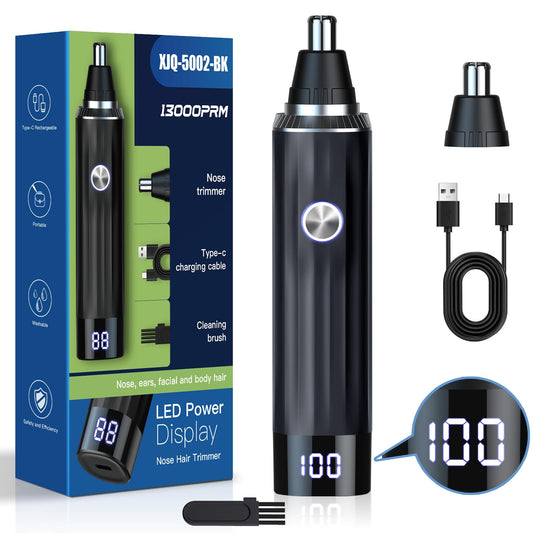 Brigin Nasenhaartrimmer, Wiederaufladbarer Nasenhaarschneider mit LED-Anzeige, 2 IN 1 Schmerzfreier Multifunktionaler Ohr und Nasenhaartrimmer mit IPX7 Wasserdichten, Doppelschneidigen Klingen