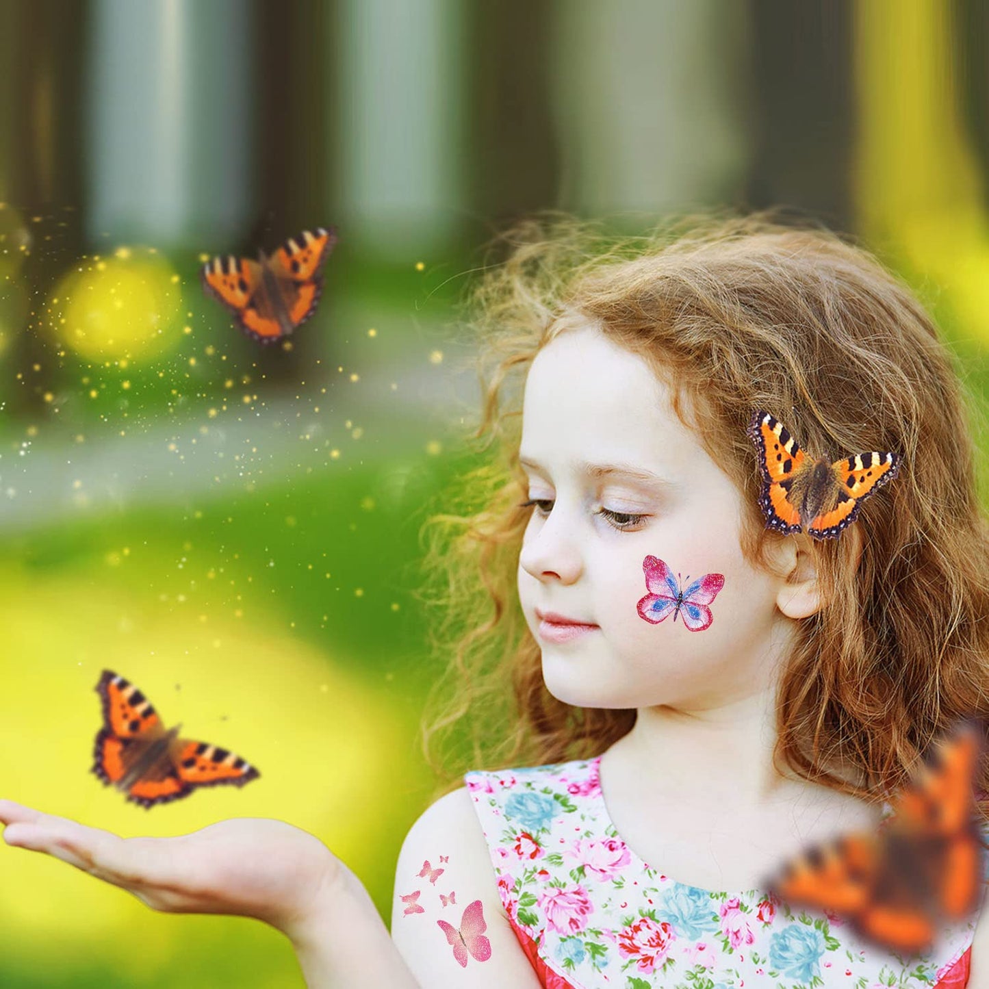 Leesgel Schmetterlings Tattoos für Kinder, 130 Stück Glitzer Tattoo Set für Einschulung Geschenke Mädchen ab 5 6 7 8 9 Jahre, Glitter Girls Mitgebsel Kindergeburtstag Schultüte Füllung