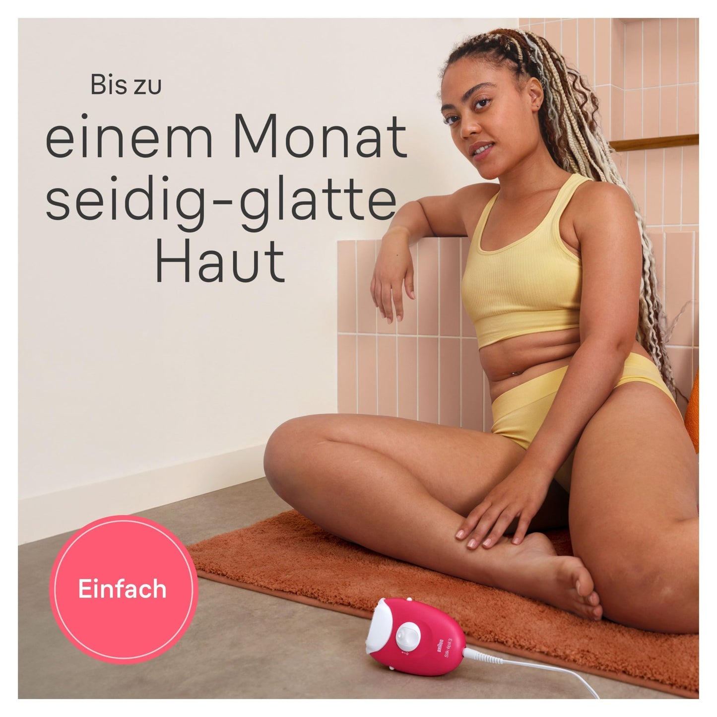 Braun Silk-épil 3, kabelgebundener Epilierer Damen für Haarentfernung, Ladyshaver,Rasieraufsatz und Trimmeraufsatz, 3-031, Rosa