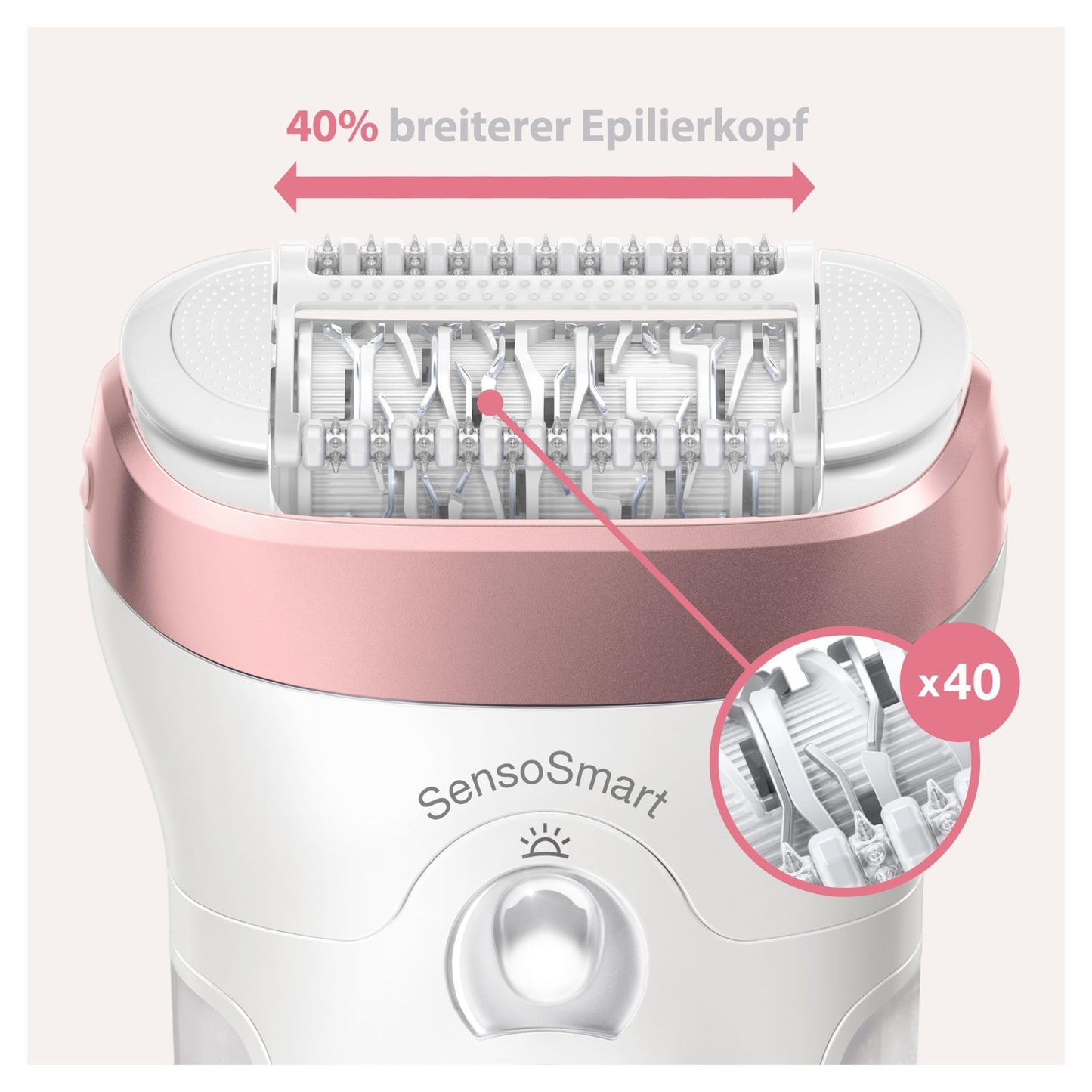 Braun Silk-épil 9 Epilierer Damen / Haarentferner für langanhaltende Haarentfernung, Rasier- und Trimmeraufsatz, Micro-Grip-Pinzetten-Technologie, Hochfrequenz-Massageaufsatz, 9-725, weiß/roségold