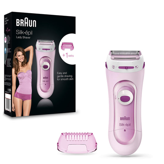 Braun Silk-Epil Lady Shaver 5-100 Pink, Electric Shaver and Trimmer System with 1 Extra